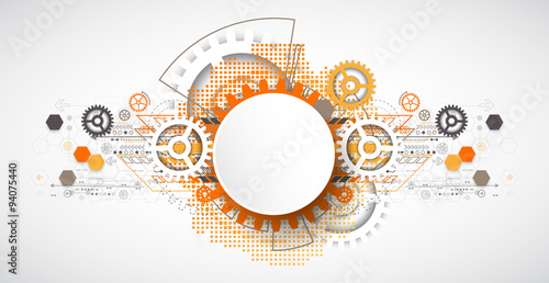 Abstract technology gears background.  Futuristic style with ora