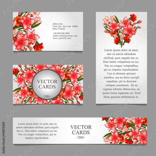 Cards with texture of pink lilies and text