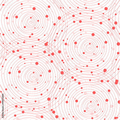 Vector fabric circles seamless pattern background with hand draw