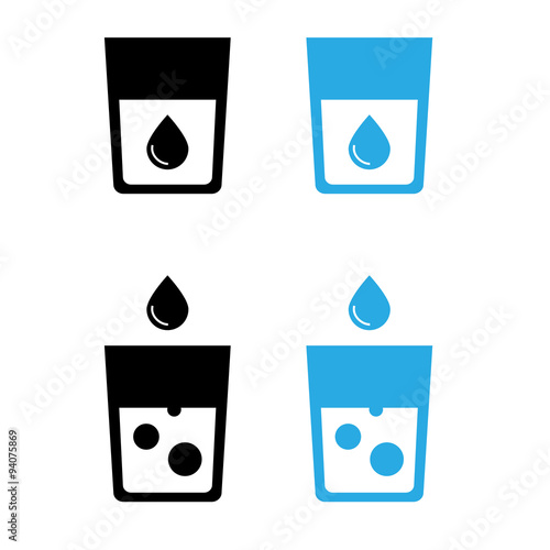 Vector glass of water icons set isolated on white
