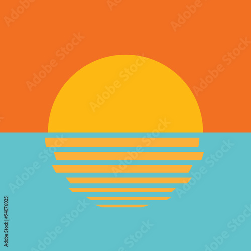 Beautiful ocean sunset icon, logo element

