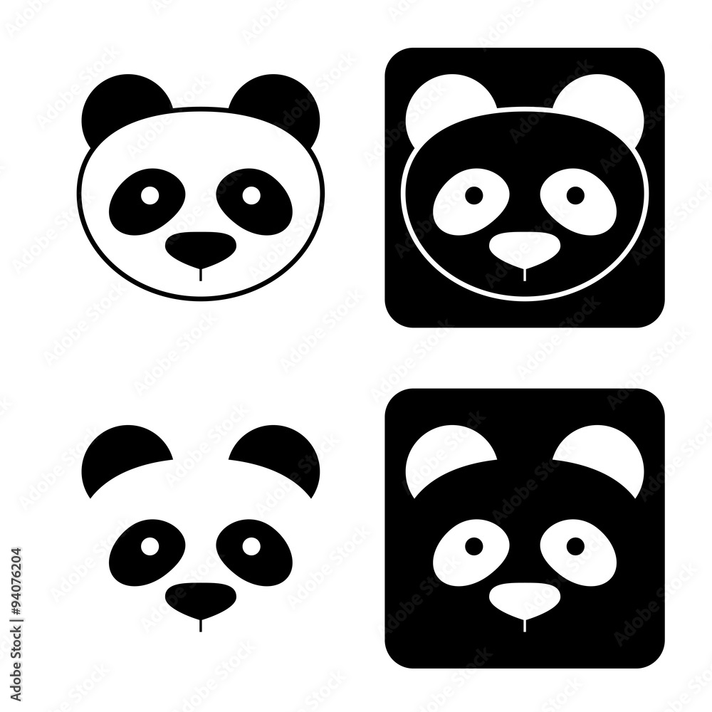 Obraz premium Panda icons. Logo element. Isolated on white background 