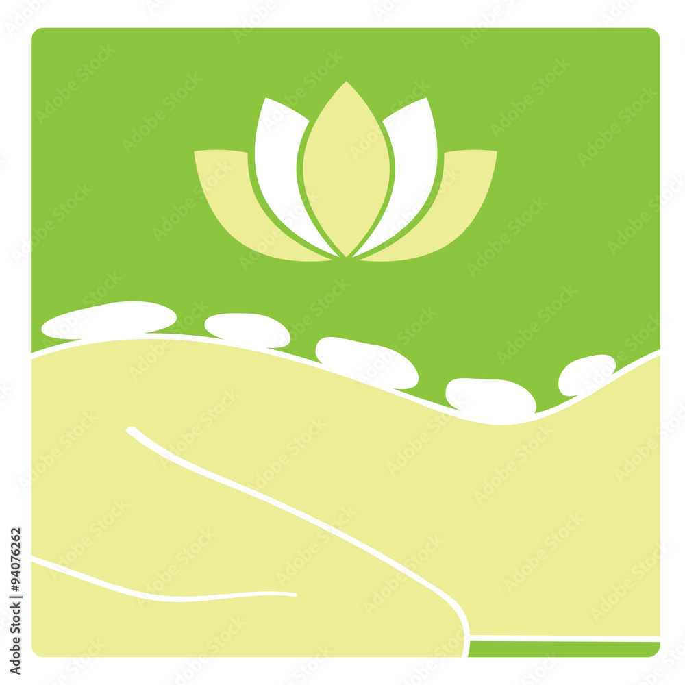 Fototapeta premium Vector icon with hot stone massage 