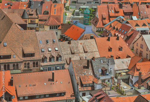 European old sity under a red roofs.