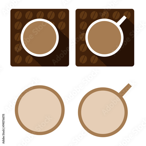 Vector coffee cup icon set isolated on white background
