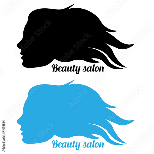 A girl in profile with long haiк. Abstract design concept for beauty salon, massage, cosmetic and spa. Vector logo design template.
