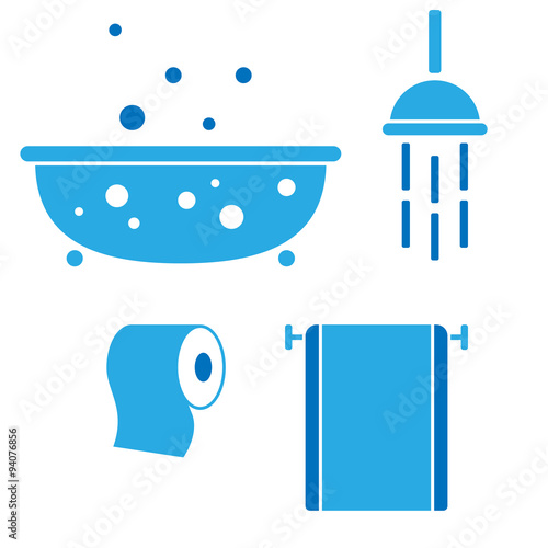 Vector bath icon set isolated on white background
