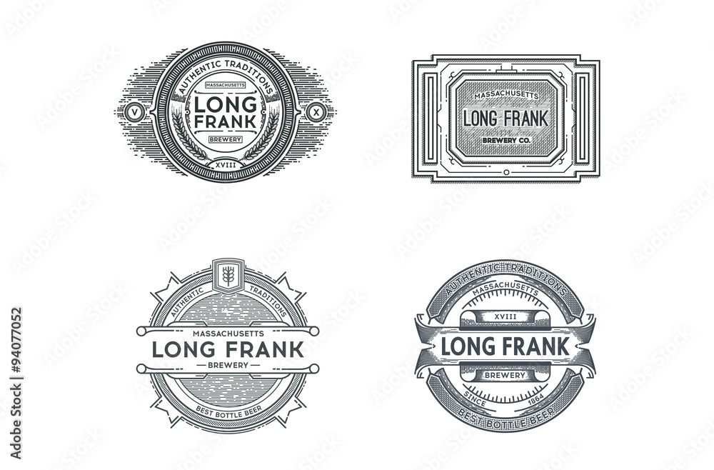 Fototapeta premium Set of Retro Vintage Beer Badges, Logos. Vector Illustration