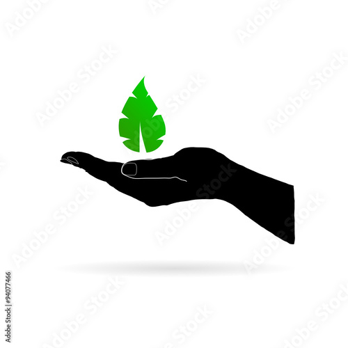  leaf green in black hand vector