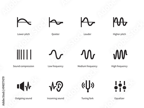 Sound waves icons on white background.