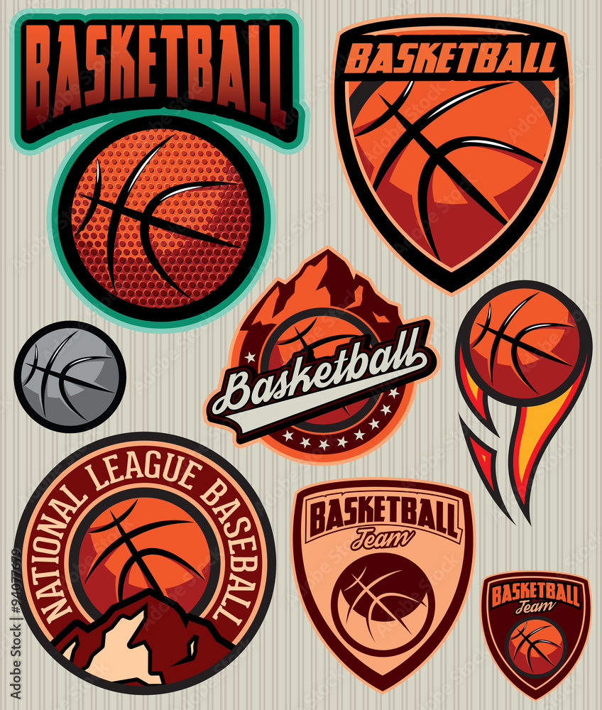 Fototapeta premium set of Template for baseball with ball and mountains