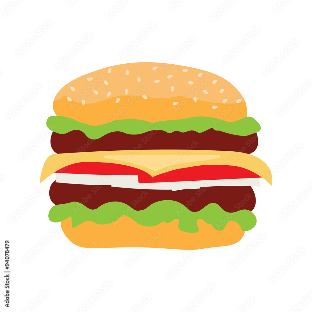 Cheeseburger fast food isolated icon. Cheeseburger fast food isolated icon.