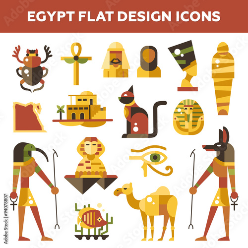 Set of flat design Egypt travel icons, infographics elements