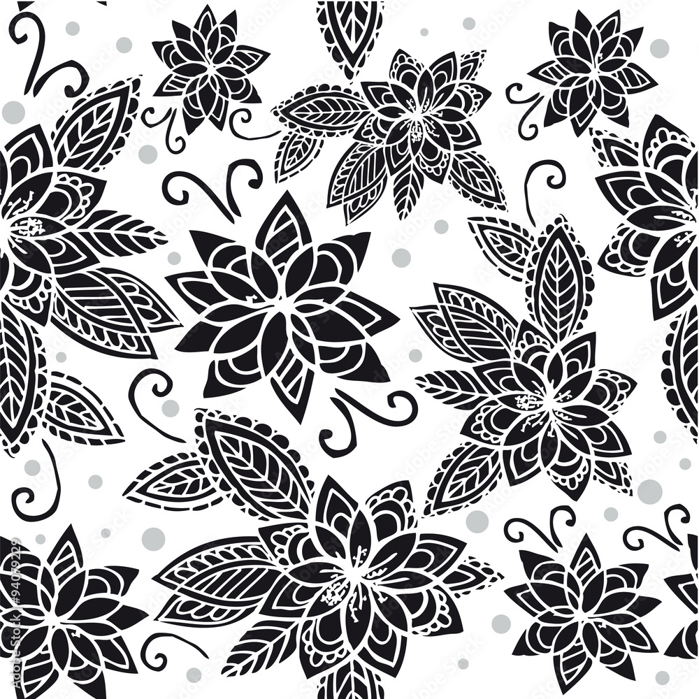 seamless flora pattern on white background seamless flora pattern on white background