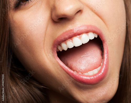 prefect teeth of a pretty girl closeup