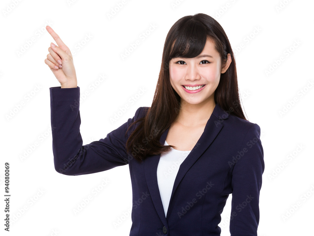 Asian Young Businesswoman with finger point up Asian Young Businesswoman with finger point up