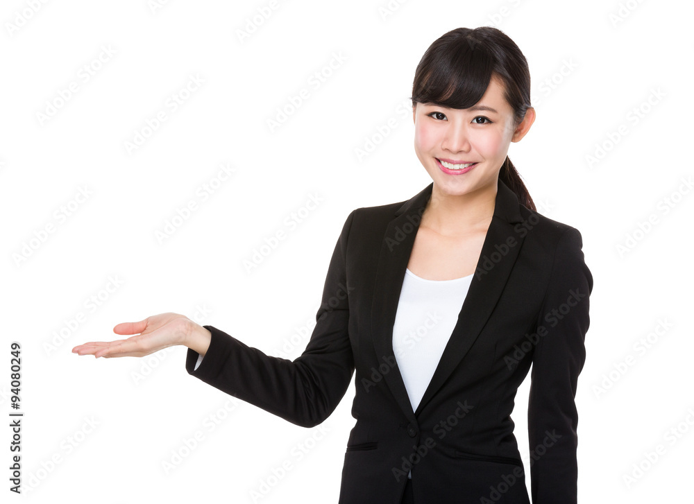 Asian Young Businesswoman show with blank sign Asian Young Businesswoman show with blank sign