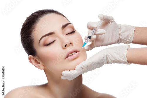 Woman gets collagen injection