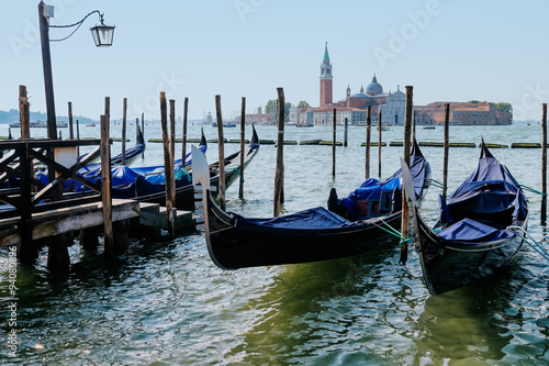 Gondolas in the morning  in Venice, Italy © sola_sola