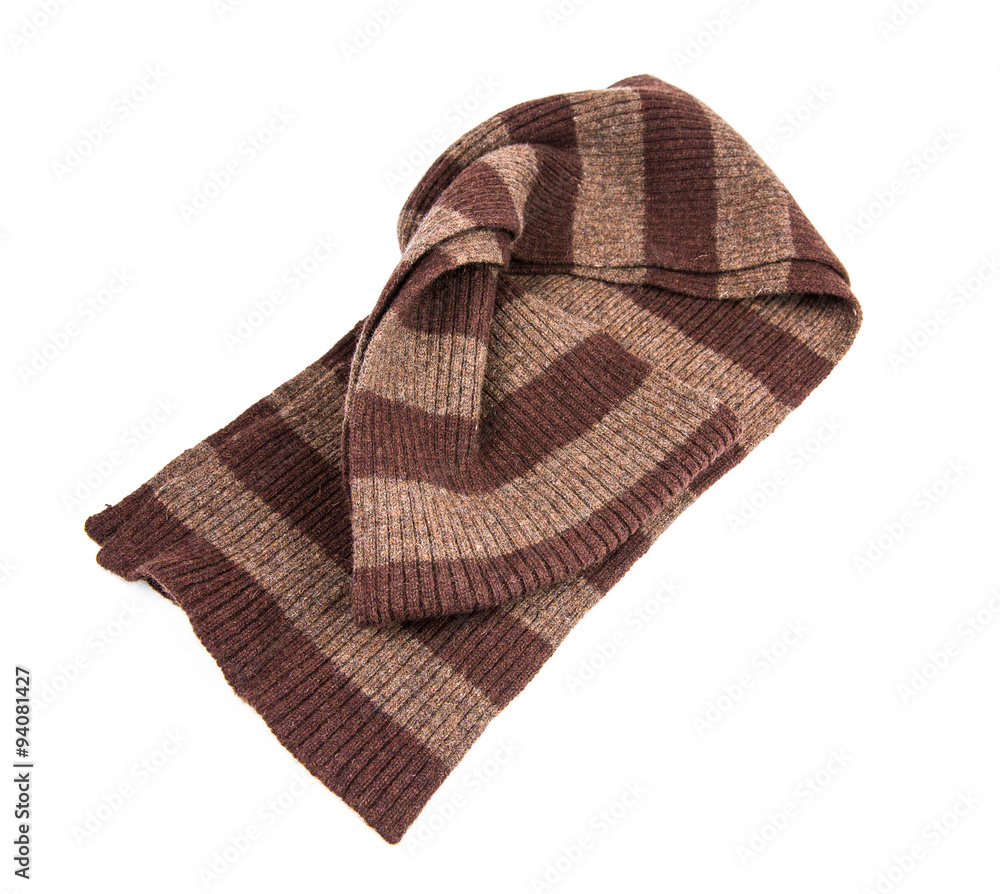 Brown Knit scarf isolated Brown Knit scarf isolated
