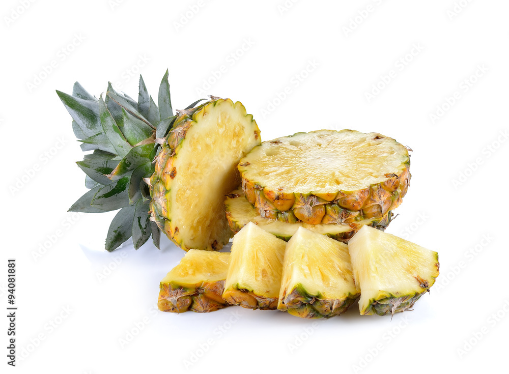 Sliced of ripe pineapple on white background Sliced of ripe pineapple on white background