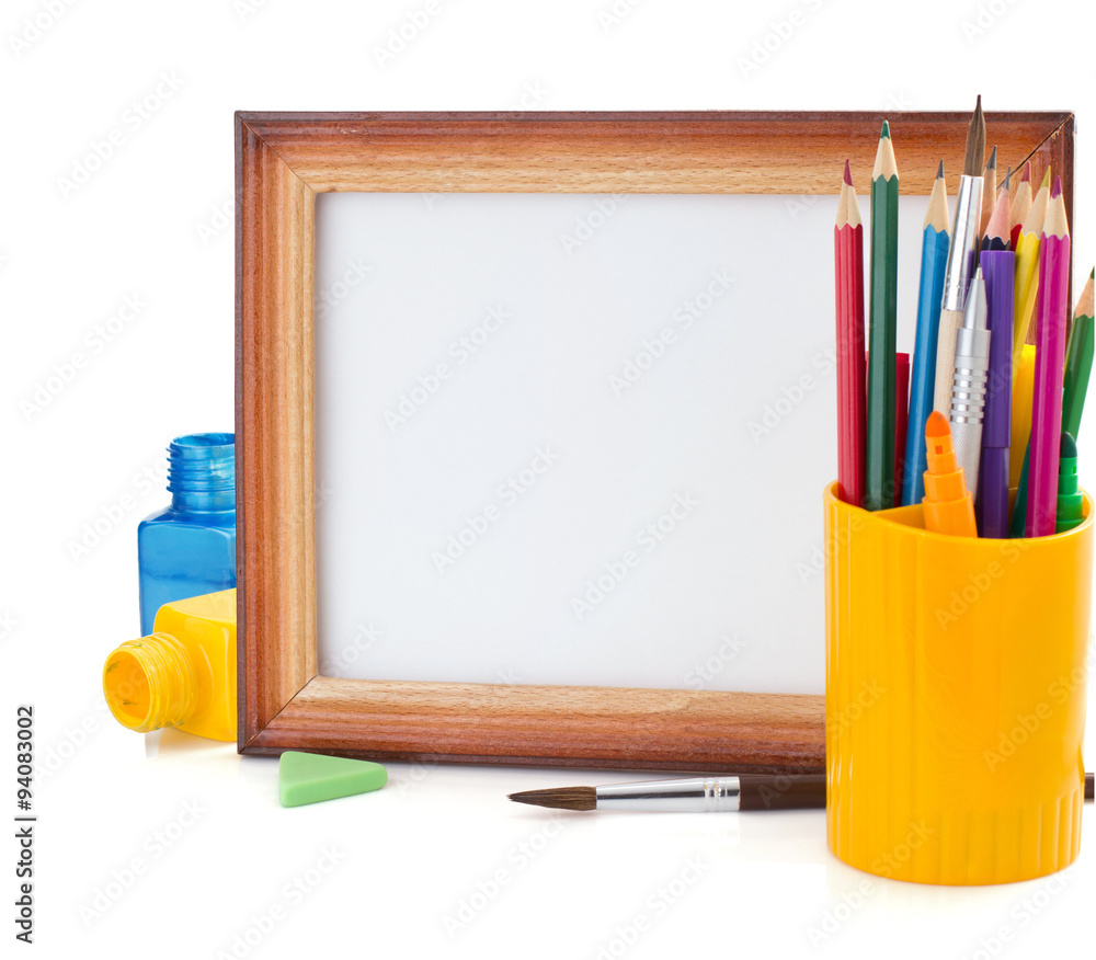 paint supplies and frame isolated on white paint supplies and frame isolated on white