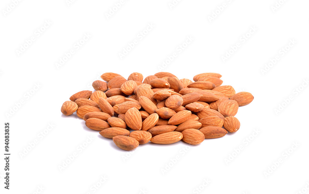 group of almonds on white background group of almonds on white background