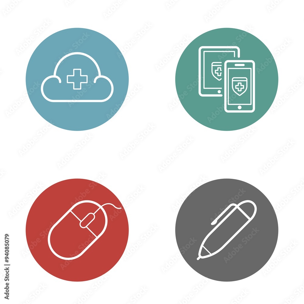 Vector Round Circle Buttons with Icons can be used as Logo or Icon Vector Round Circle Buttons with Icons can be used as Logo or Icon