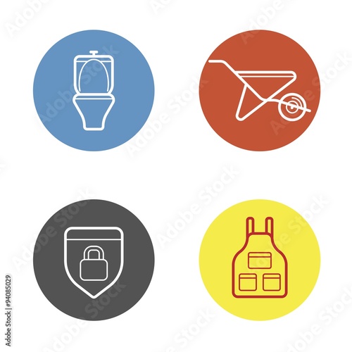 Vector Round Circle Buttons with Icons can be used as Logo or Icon