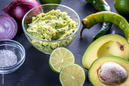 Guacamole with ingredients