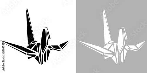 Origami crane vector icon