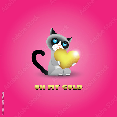 Cute cranky cat with big golden heart