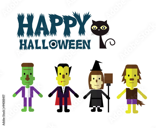 Halloween icon set. flat character design. vector illustration