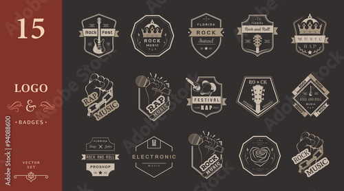 Set of vector logos and badges music