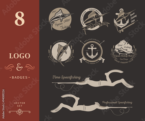 Big Set of Logos, Badges and Icons Spearfishing