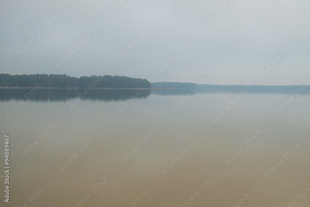 Morning fog on the lake. Autumn (Pisochne ozero, Ukraine)