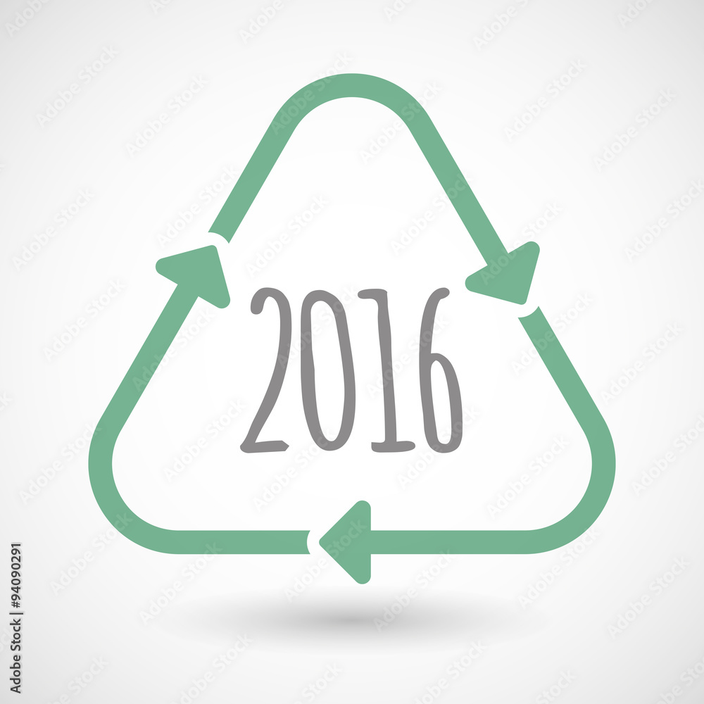 Line art recycle sign icon with a 2016 sign Line art recycle sign icon with a 2016 sign