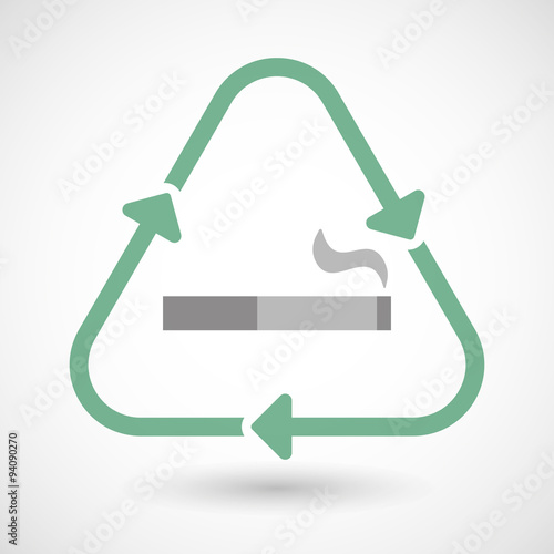 Line art recycle sign icon with a cigarette