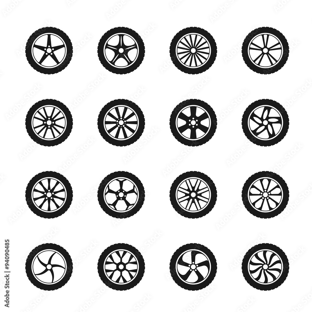 Vector car wheel icons