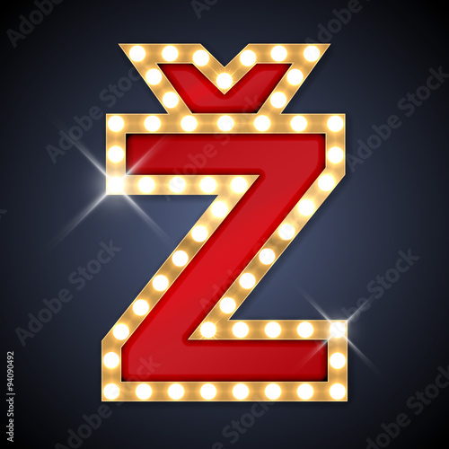 Vector illustration of retro signboard Z with caron