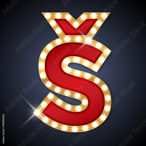 Vector illustration of retro signboard S with caron