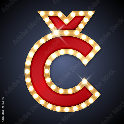 Vector illustration of retro signboard C with caron