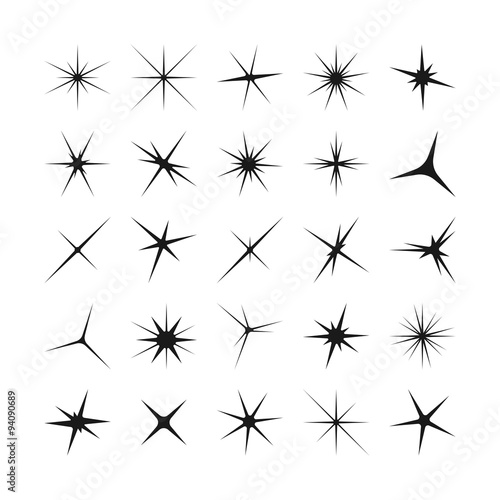 Black sparkles  glowing light effect stars and bursts vector set