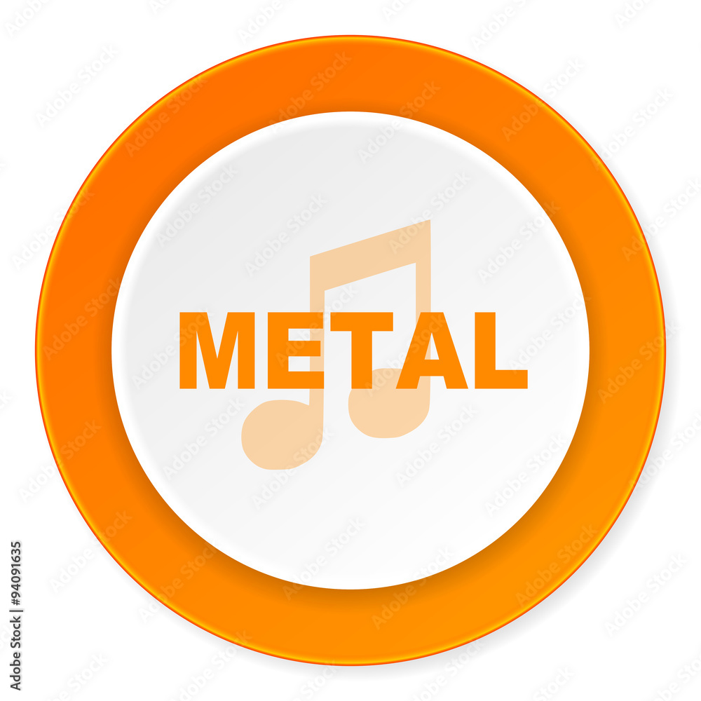 metal music orange circle 3d modern design flat icon on white background metal music orange circle 3d modern design flat icon on white background