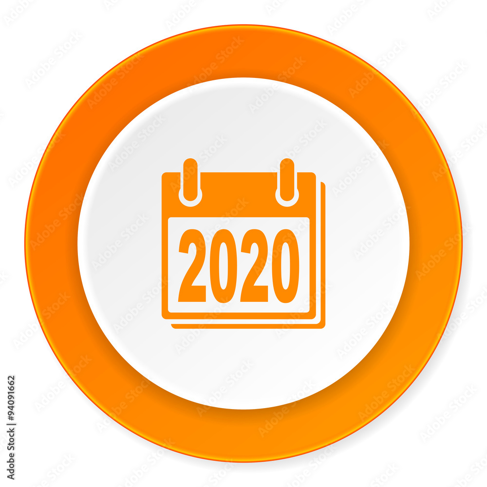 new year 2020 orange circle 3d modern design flat icon on white background new year 2020 orange circle 3d modern design flat icon on white background