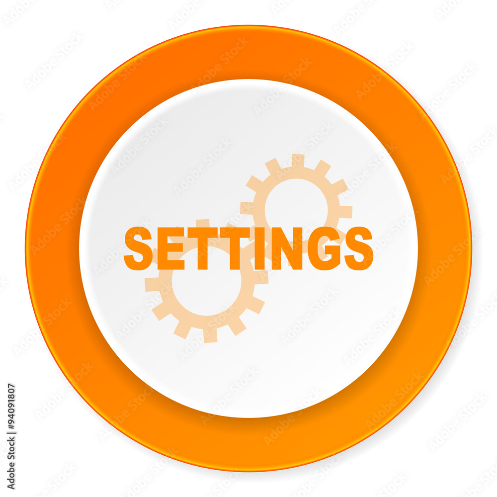 settings orange circle 3d modern design flat icon on white background settings orange circle 3d modern design flat icon on white background