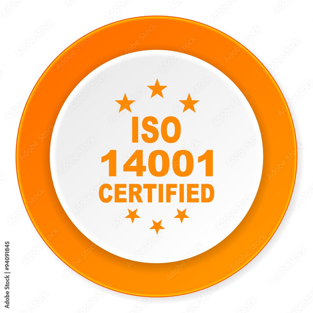 iso 14001 orange circle 3d modern design flat icon on white background