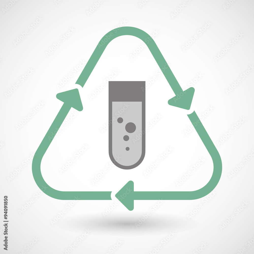 Line art recycle sign icon with a chemical test tube Line art recycle sign icon with a chemical test tube