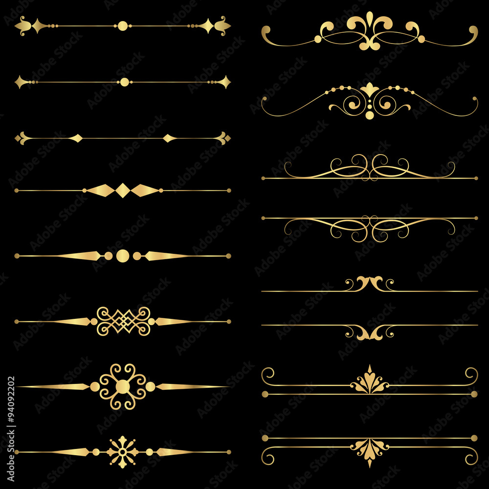 Gold Rule Lines and Ornaments 