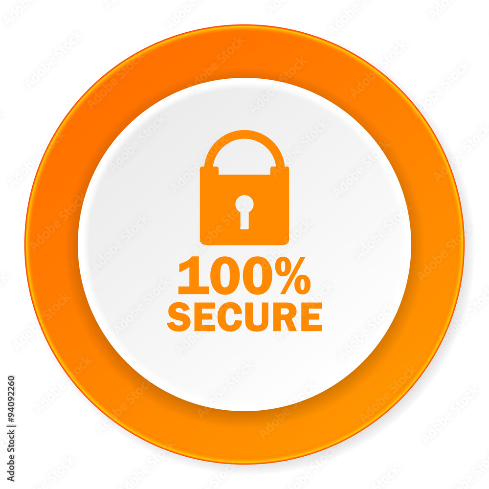 secure orange circle 3d modern design flat icon on white background secure orange circle 3d modern design flat icon on white background